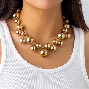 Chunky Gold Pearl Choker Necklace | Statement Jewelry